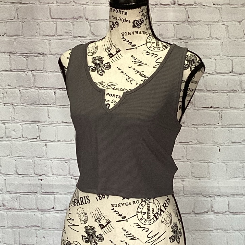 273. Women'sGray Cropped Tank NWOT L/XL